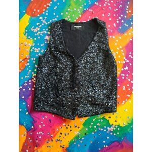 ZADIG & VOLTAIRE Black Sequin Vest Size Medium